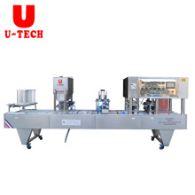 automatic rotary small yogurt coffee tea ice cream drinking water cup thermoforming filling sealing machine